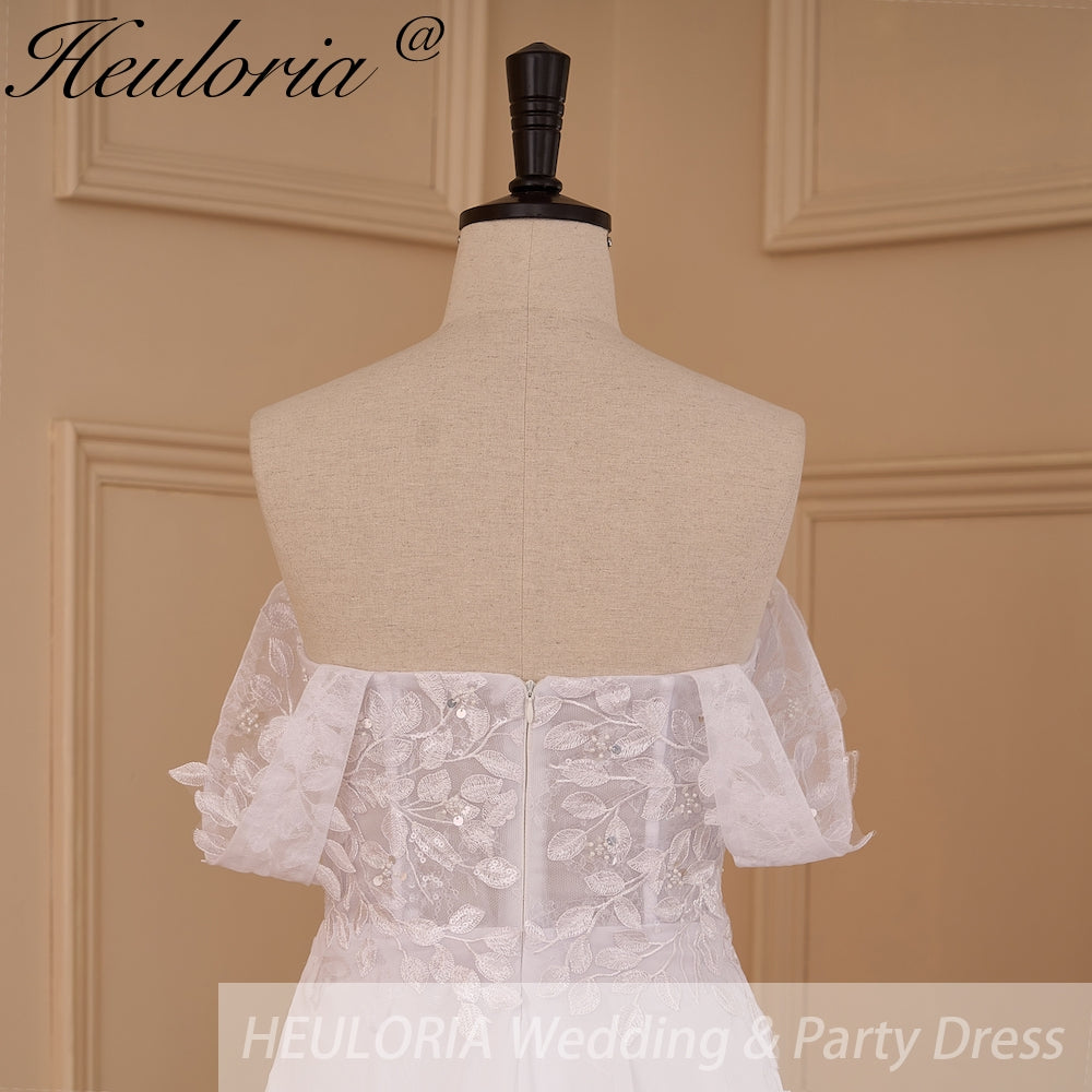 Elegant Boho A line Wedding Dress lace applique chiffon bride dress robe de mariee A line Wedding Bridal Gown AL-855