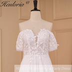 Elegant Boho A line Wedding Dress lace applique chiffon bride dress robe de mariee A line Wedding Bridal Gown AL-855