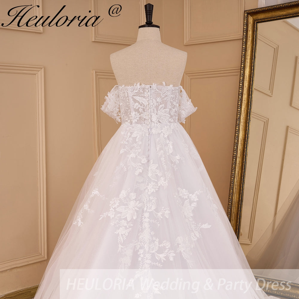 Elegant A line Wedding Dress off shoulder lace bride dress robe de mariee Bridal Gown AL-901