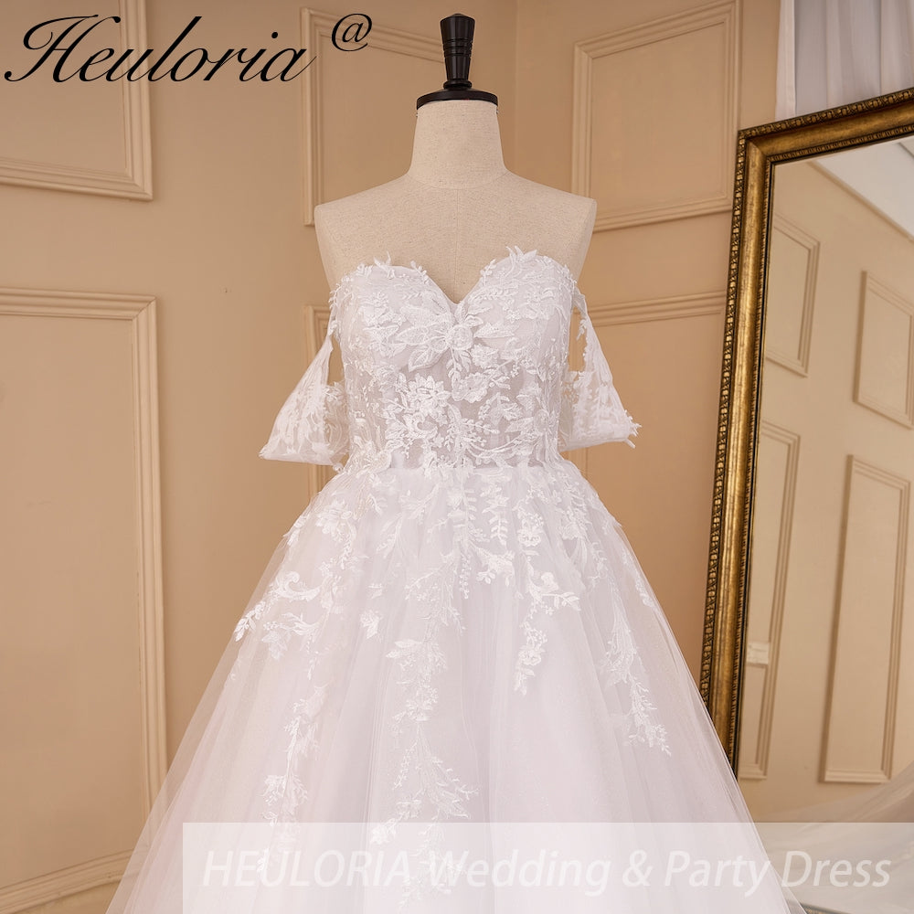Elegant A line Wedding Dress off shoulder lace bride dress robe de mariee Bridal Gown AL-901