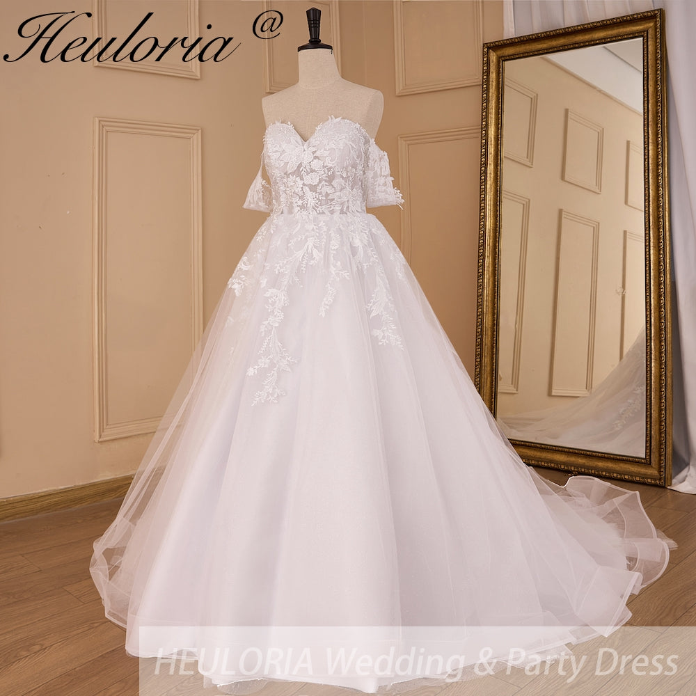 Elegant A line Wedding Dress off shoulder lace bride dress robe de mariee Bridal Gown AL-901