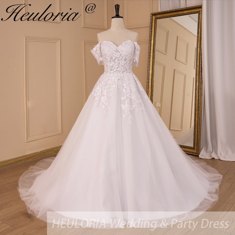 Princess Wedding Dress off shoulder lace bride dress plus size robe de mariee Lace beading Wedding Bridal Gown BA-99