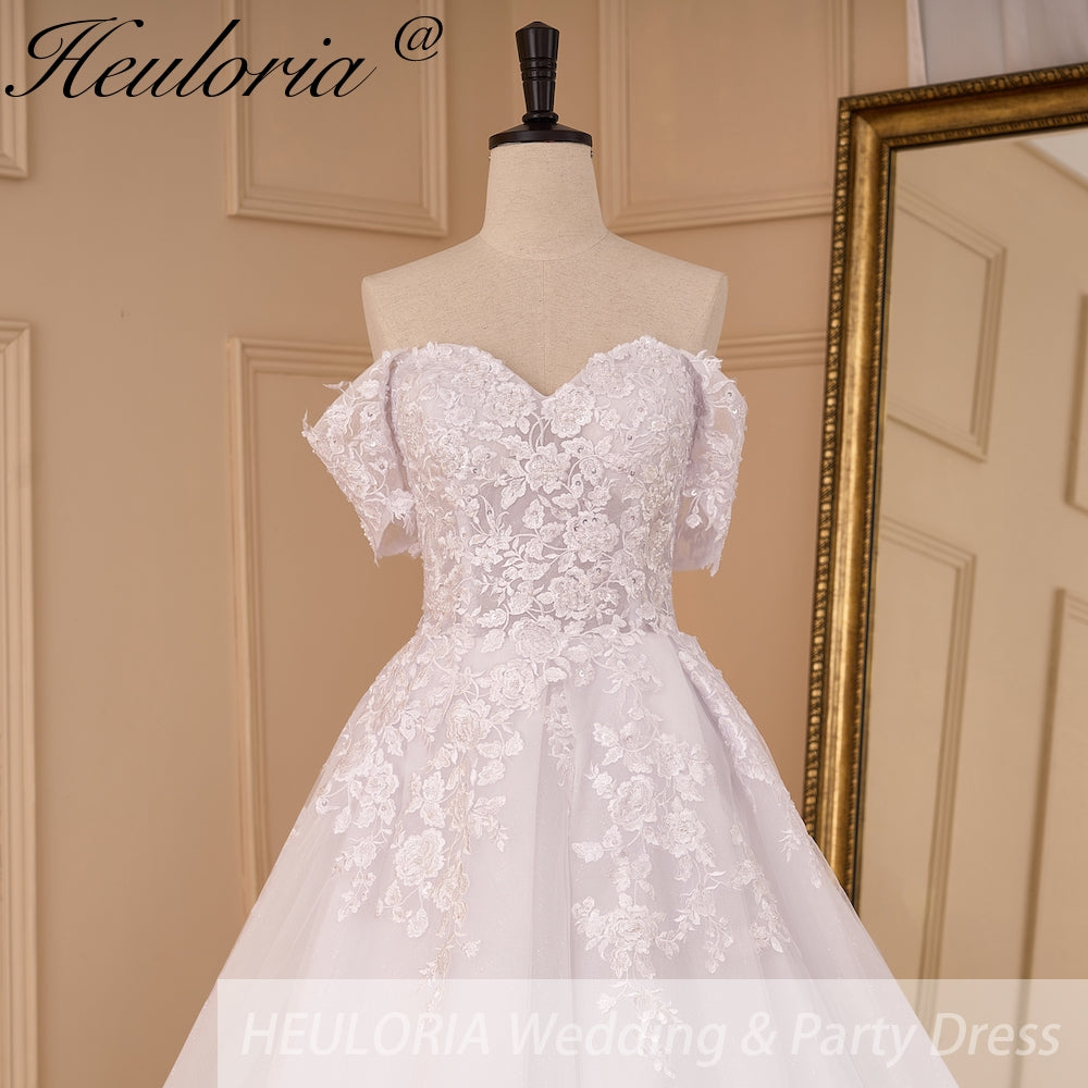 Princess Wedding Dress off shoulder lace bride dress plus size robe de mariee Lace beading Wedding Bridal Gown BA-99