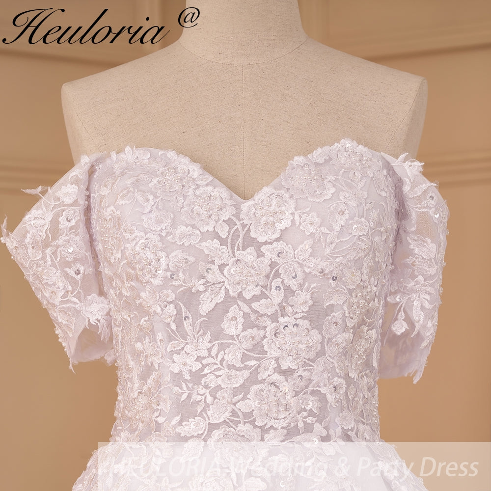 Princess Wedding Dress off shoulder lace bride dress plus size robe de mariee Lace beading Wedding Bridal Gown BA-99