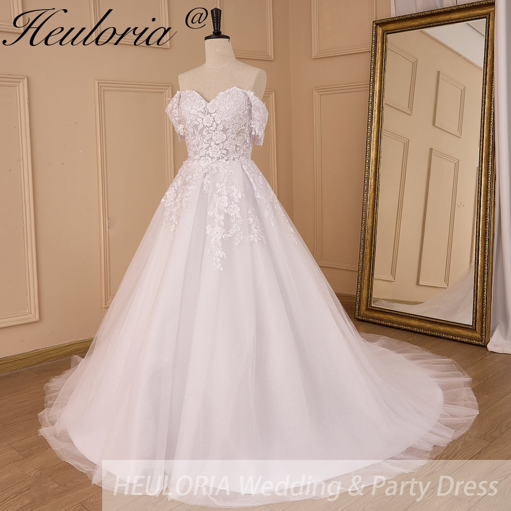 Princess Wedding Dress off shoulder lace bride dress plus size robe de mariee Lace beading Wedding Bridal Gown BA-99