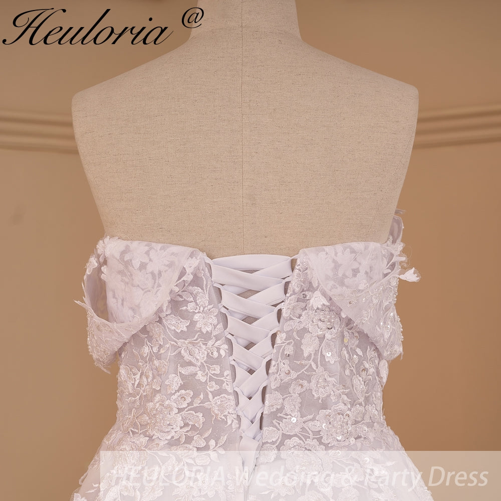 Princess Wedding Dress off shoulder lace bride dress plus size robe de mariee Lace beading Wedding Bridal Gown BA-99