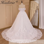 HEULORIA Floral Lace Princess Ball Gown Wedding Dress with Corset Back BA-1148