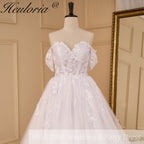HEULORIA Floral Lace Princess Ball Gown Wedding Dress with Corset Back BA-1148