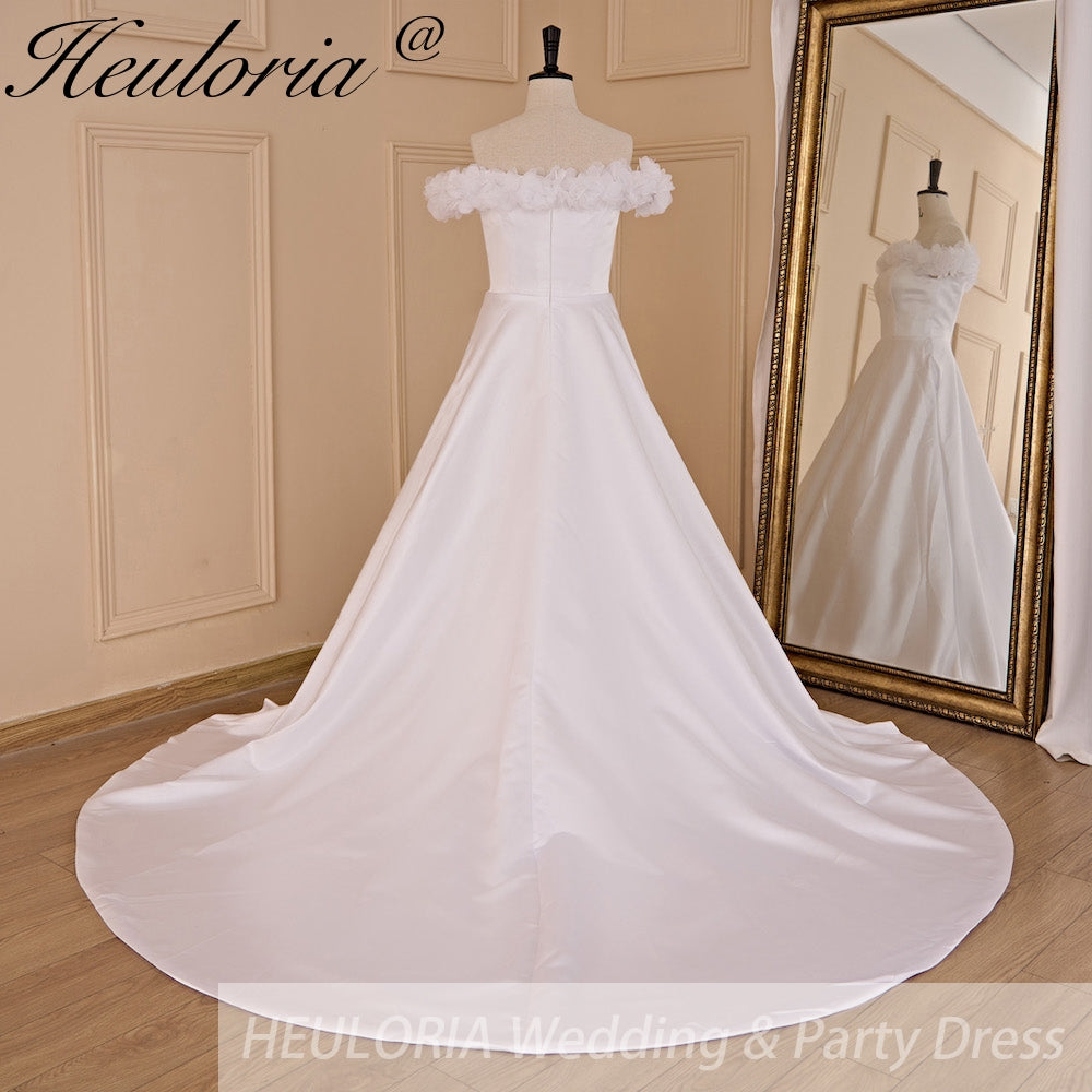 HEULORIA elegant off shoulder wedding dress lace Princess bridal dress Robe De Mariee Wedding Bride Dress AL-706