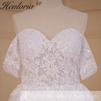 HEULORIA Ball-Gown/Princess Off the Shoulder Detachable sleeve Court Train Tulle Lace Wedding Dress With Sequins Beading BA-718