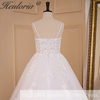 HEULORIA A-line Sweetheart Court Train Lace Tulle Wedding Dress With Sequins AL-717