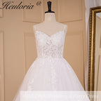 HEULORIA A-line Sweetheart Court Train Lace Tulle Wedding Dress With Sequins AL-717