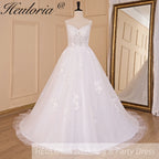 HEULORIA A-line Sweetheart Court Train Lace Tulle Wedding Dress With Sequins AL-717A