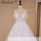 HEULORIA Sparkling Off-the-Shoulder Lace Ball Gown Wedding Dress - Plunging V-Neck & Cathedral Train BA-716A