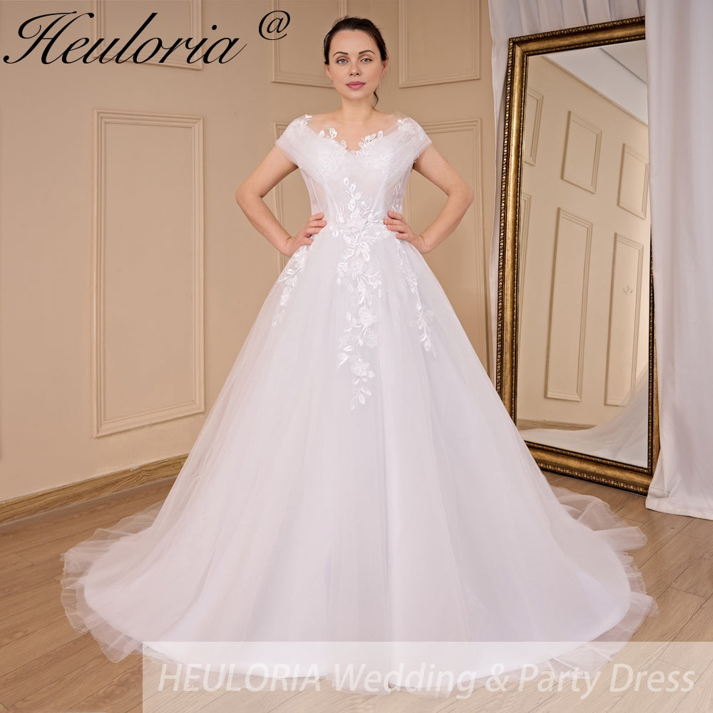 HEULORIA Boho Wedding Dress bride dress plus size robe de mariee Lace applique A line Wedding Bridal Gown AL-780A