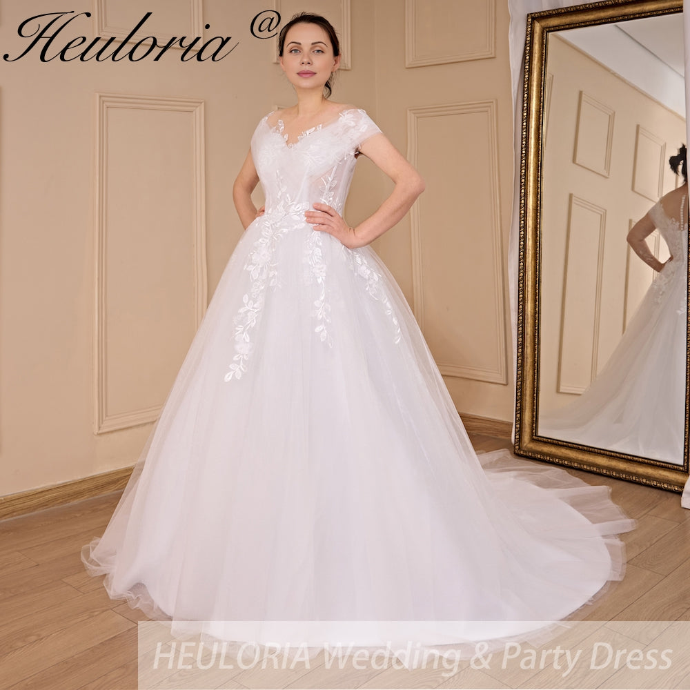 HEULORIA Boho Wedding Dress bride dress plus size robe de mariee Lace applique A line Wedding Bridal Gown AL-780A