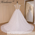 HEULORIA Princess Wedding dress V Necklace Bride Gowns Lace Up Back Customized BA-779A
