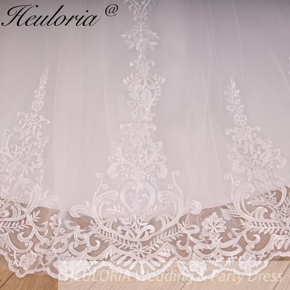 HEULORIA Princess Wedding dress V Necklace Bride Gowns Lace Up Back Customized BA-779