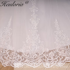 HEULORIA Princess Wedding dress V Necklace Bride Gowns Lace Up Back Customized BA-779A