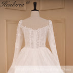 HEULORIA Elegant lace beading Wedding Dress long sleeve sweetheart long train Wedding Bridal dress