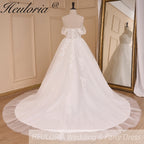 elegant A line wedding dress off shoulder lace beading bride dress Robe De Mariee Wedding Bride Dress long train AL-782