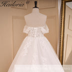 elegant A line wedding dress off shoulder lace beading bride dress Robe De Mariee Wedding Bride Dress long train AL-782