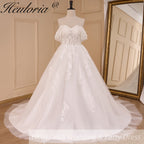 elegant A line wedding dress off shoulder lace beading bride dress Robe De Mariee Wedding Bride Dress long train AL-782
