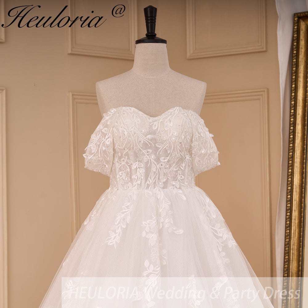 elegant A line wedding dress off shoulder lace beading bride dress Robe De Mariee Wedding Bride Dress long train AL-782 Secondary image