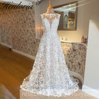 HEULORIA elegant A line wedding dress Sweetheart lace bridal dress plus size robe de mariee Lace beading Wedding Gown court train AL-729