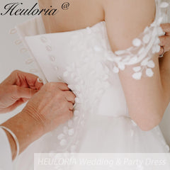 HEULORIA Illusion Off The Shoulder A-Line Wedding Dresses Appliques Lace Country Bridal Gowns Robe De Mariée Customized AL-QK1