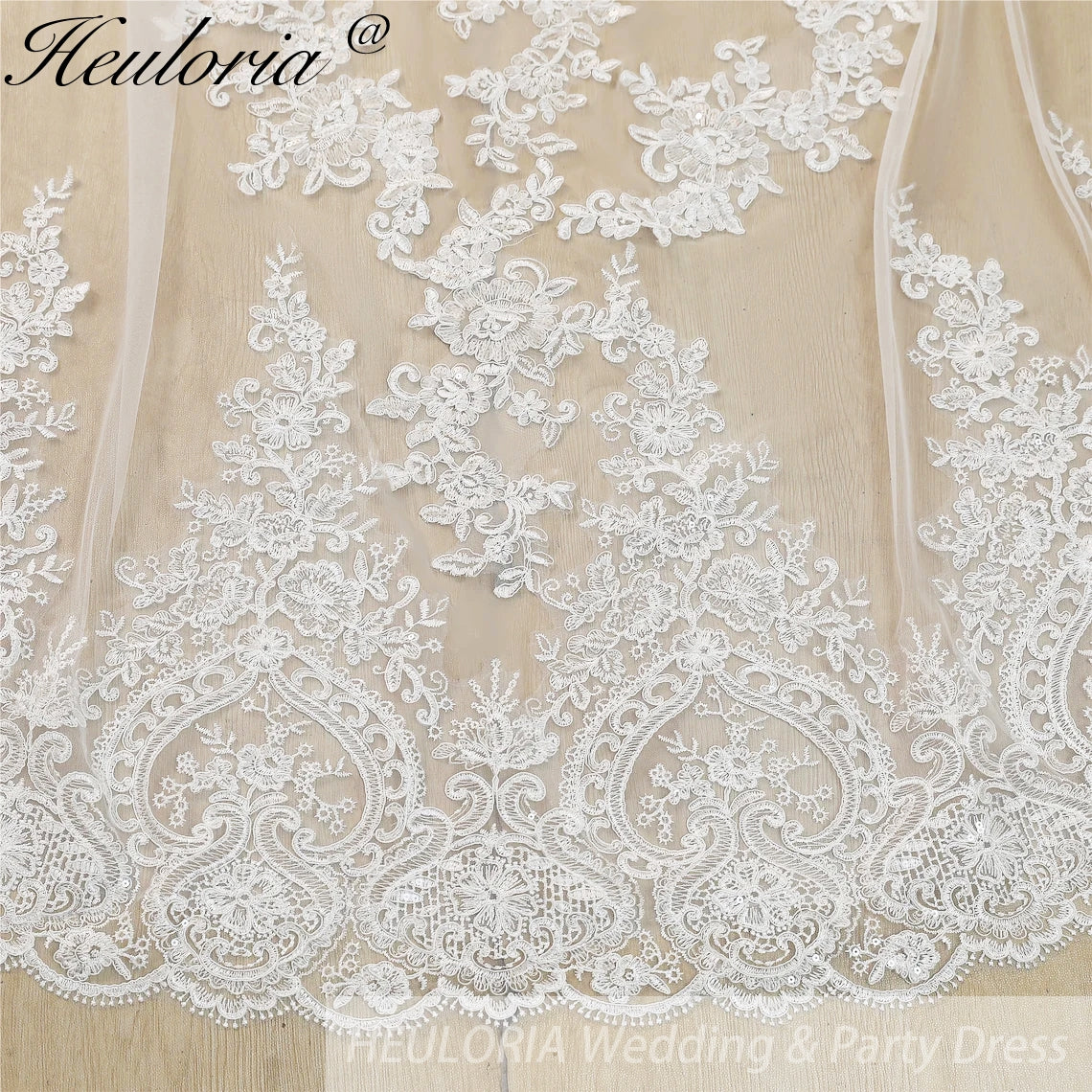 Cathedral Wedding Veil Lace bridal veil with Metal Comb Length 300cm width 300cm for Bride VL-110