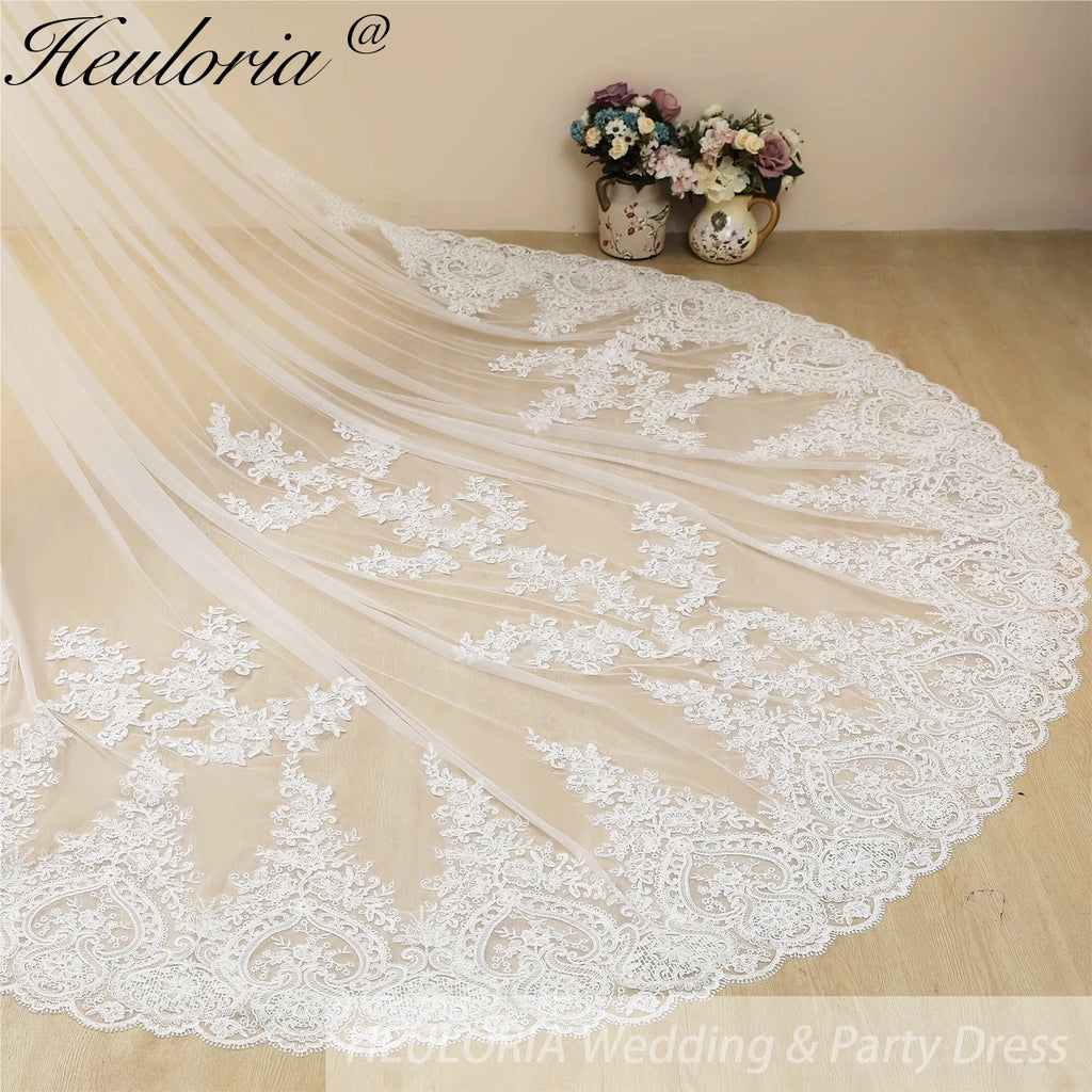 Cathedral Wedding Veil Lace bridal veil with Metal Comb Length 300cm width 300cm for Bride VL-110