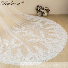 Cathedral Wedding Veil Lace bridal veil with Metal Comb Length 300cm width 300cm for Bride VL-110