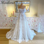 HEULORIA  a line Wedding Dress 3D flower Lace bridal dress  off shoulder Customized AL-811