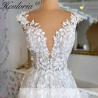 HEULORIA  a line Wedding Dress 3D flower Lace bridal dress V neck Customized AL-814