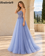 HEULORIA Romantic Lavender Lace A-Line Tulle Prom Dress with Sweetheart Neckline Illusion Corset Bodice ED-503