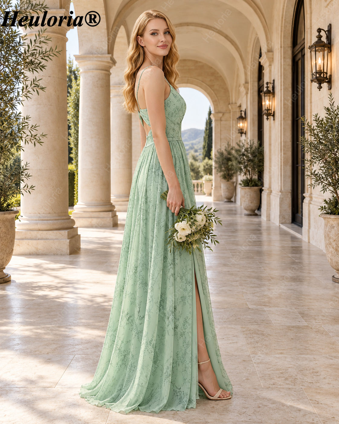 heuloria-Dusty Sage Floral Bridesmaid Dress with Keyhole Back and Slit-ed-554