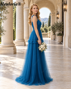 heuloria-Blue Bow Shoulder Tulle Bridesmaid Dress with Floral Detail-ed-537