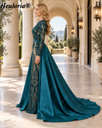 heuloria-Long Sleeve Sequin Evening Dress with Overskirt and Train-ed-58-2