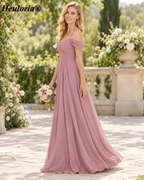 Dusty Rose Cold Shoulder Twist Front A-Line Bridesmaid Dress ED-230