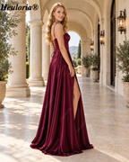 HEULORIA Sweetheart Satin Corset A-Line Prom Dress with Slit ED-32