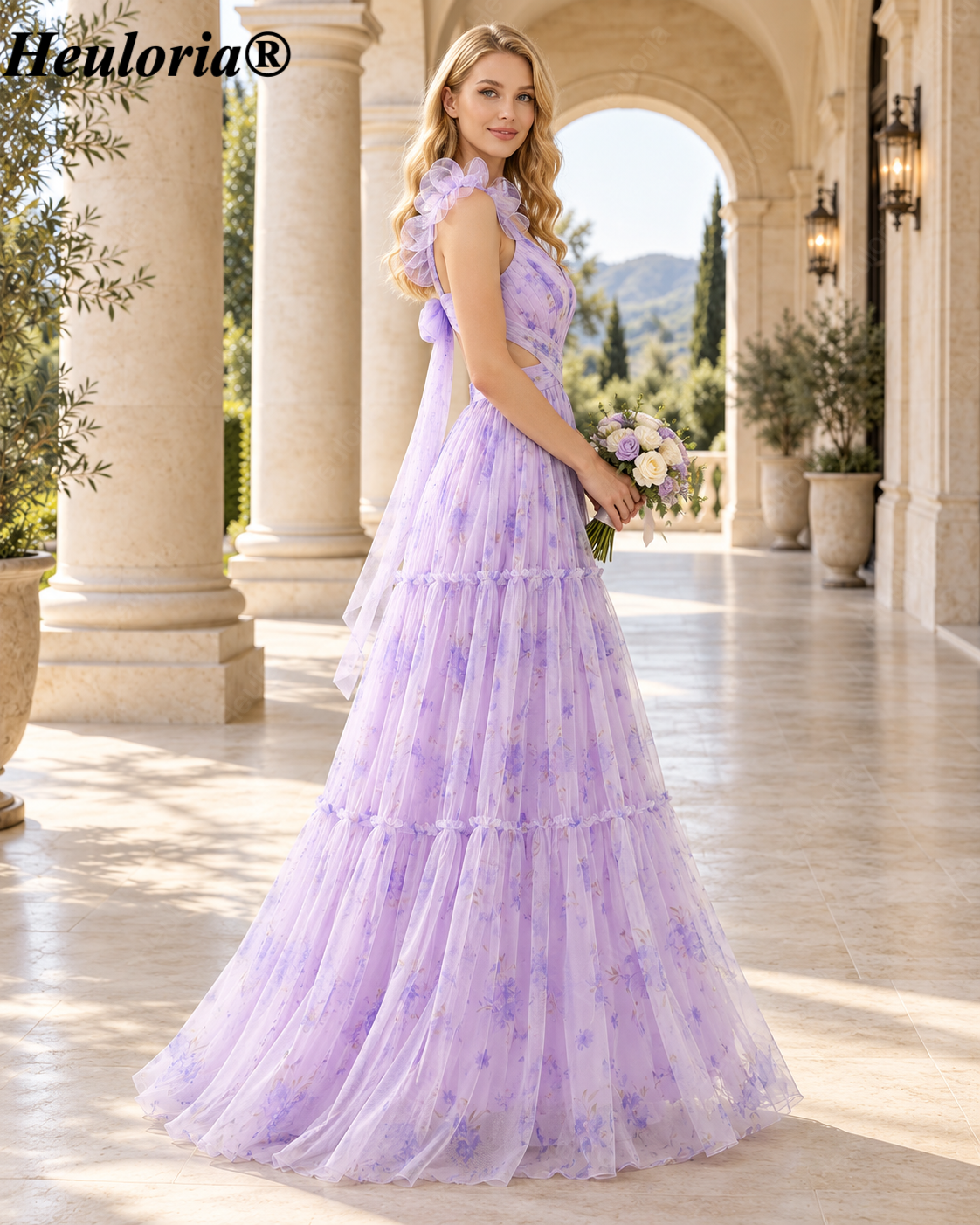 heuloria-Lavender Floral Tiered Gown with Flower Straps and Bow Back-ed-563