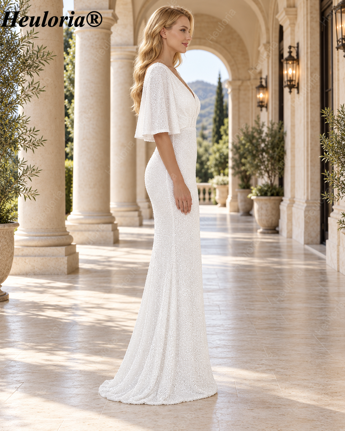 heuloria-V-Neck Sequin Evening Dress with Flutter Sleeves-ed-50
