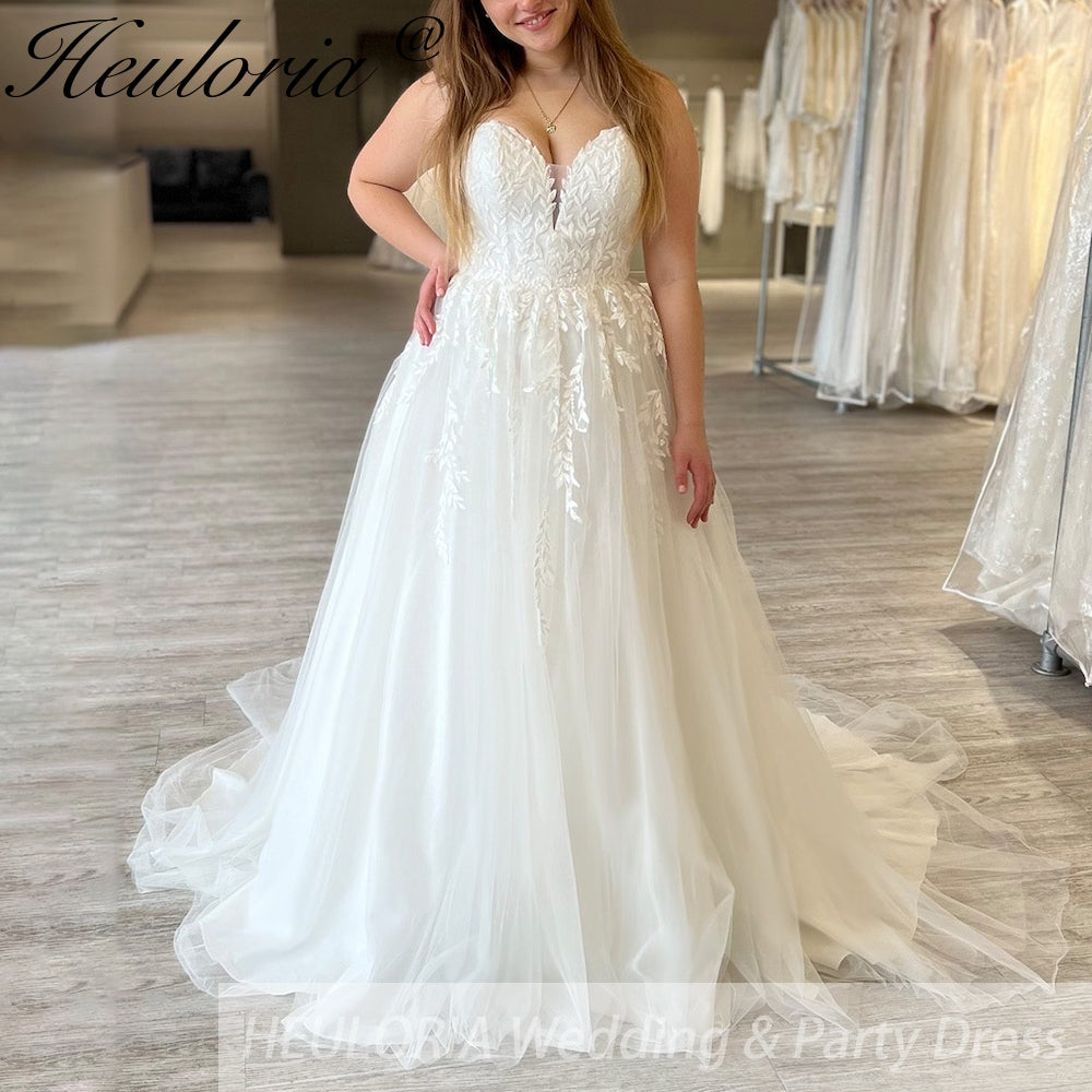 Elegant Boho Wedding Dress strapless lace applique bride dress robe de mariee A line Wedding Bridal Gown AL-895