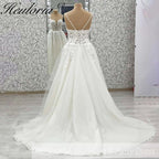 HEULORIA  elegant A line wedding dress Spaghetti Strap lace applique bridal dress Robe De Mariee Wedding Bride Dress AL-999