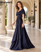 heuloria-Flutter Sleeve Satin Mother of the Bride Dress with Layered Skirts-ed-380