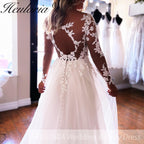 HEULORIA A line Wedding Dress long sleeve lace bride dress plus size robe de mariee  A line Wedding Bridal Gown AL-QK279