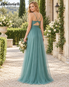 HEULORIA Eucalyptus Sweetheart Tulle A-Line Bridesmaid Dress with Cutout Back – ED-247
