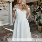 Elegant Boho A line Wedding Dress lace applique chiffon bride dress robe de mariee A line Wedding Bridal Gown AL-989