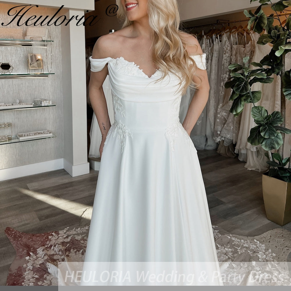 Elegant Boho A line Wedding Dress lace applique chiffon bride dress robe de mariee A line Wedding Bridal Gown AL-989